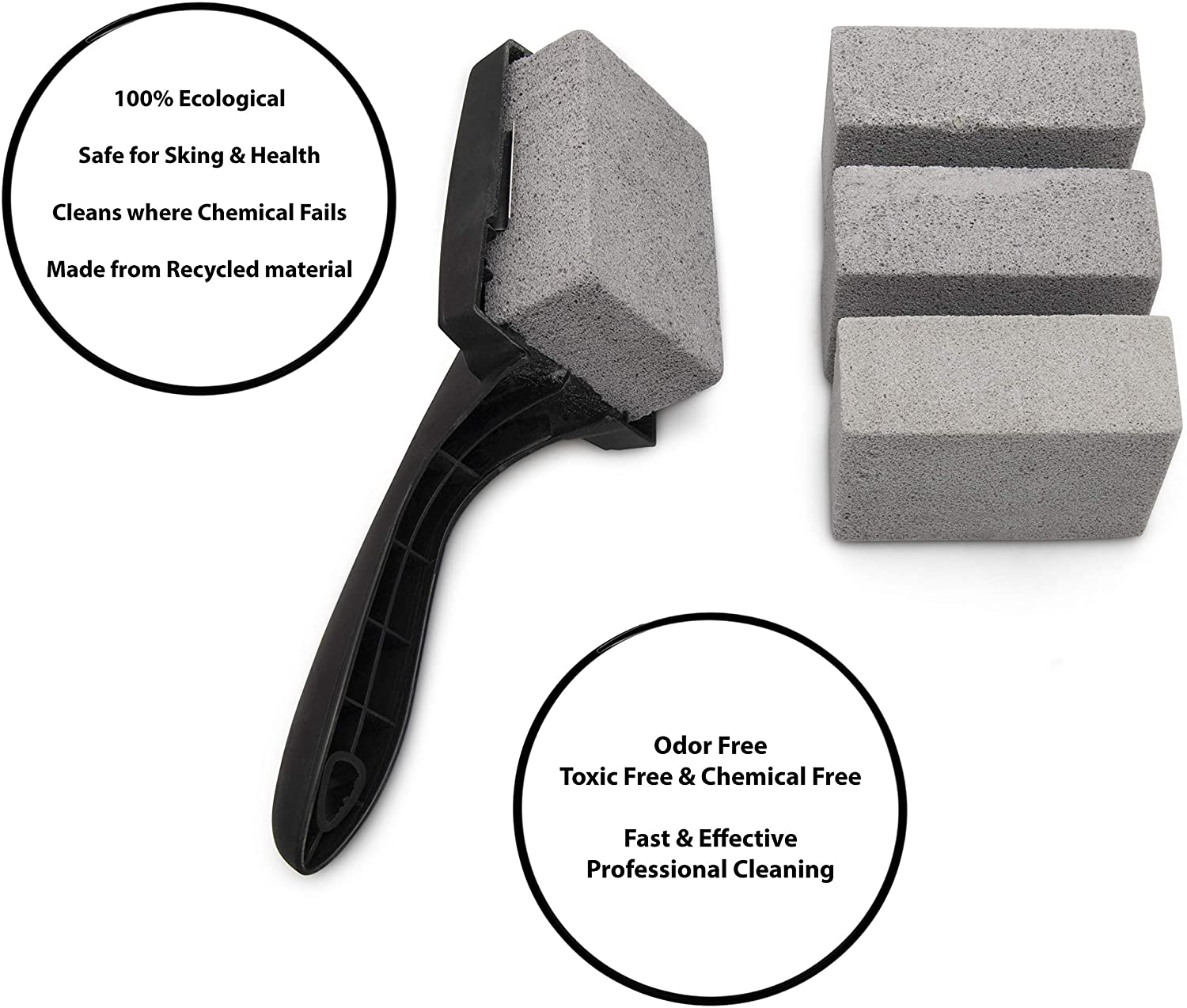 Grill cleaning pumice stone with handle