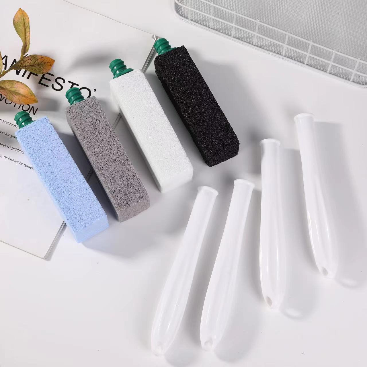 Replaceable Pumice Stone Brush Toilet Clean Brush Tool with Extra Long Handle For Cleaning