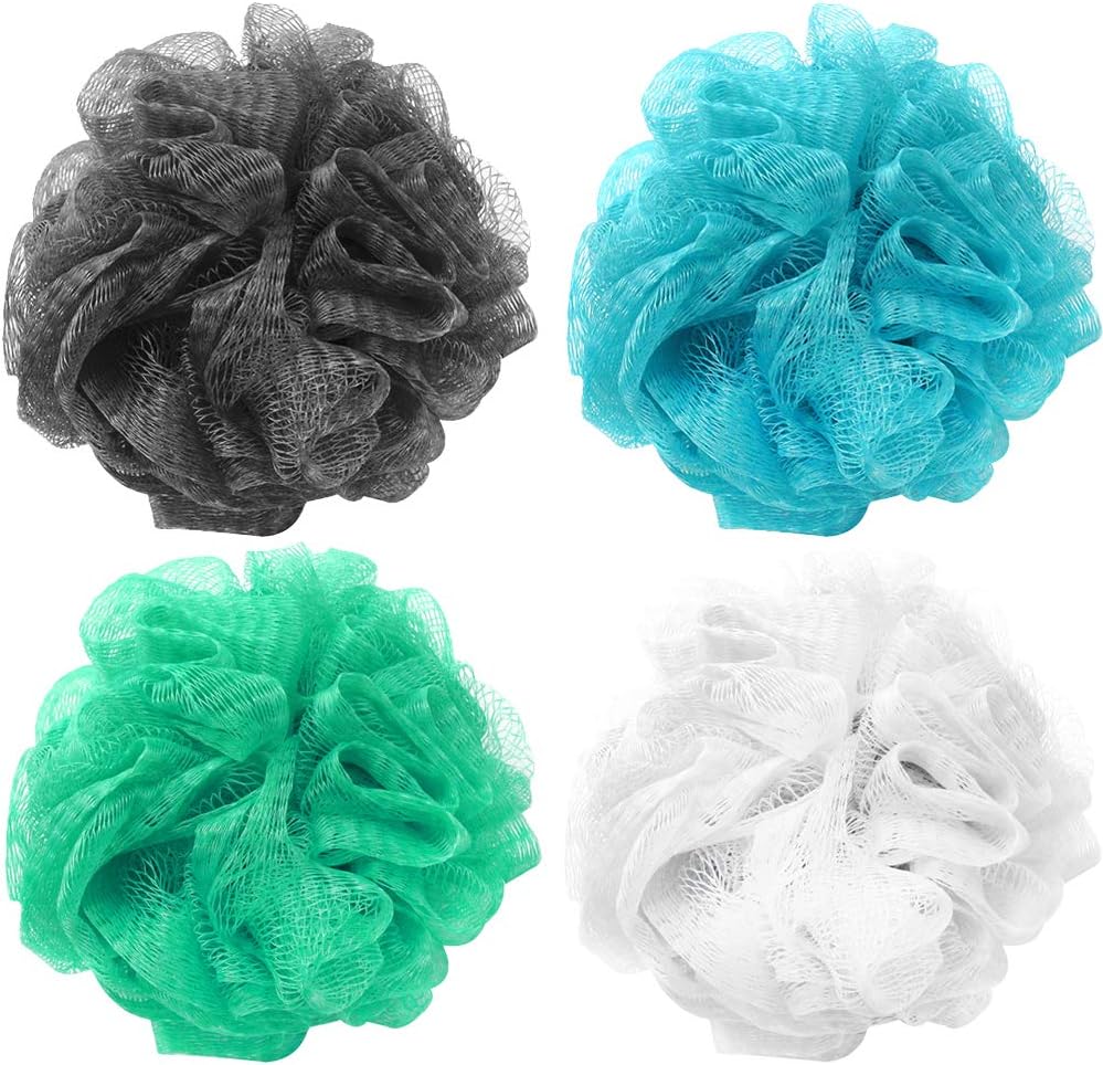 Mesh Bath Pouf Sponge 4 Pack